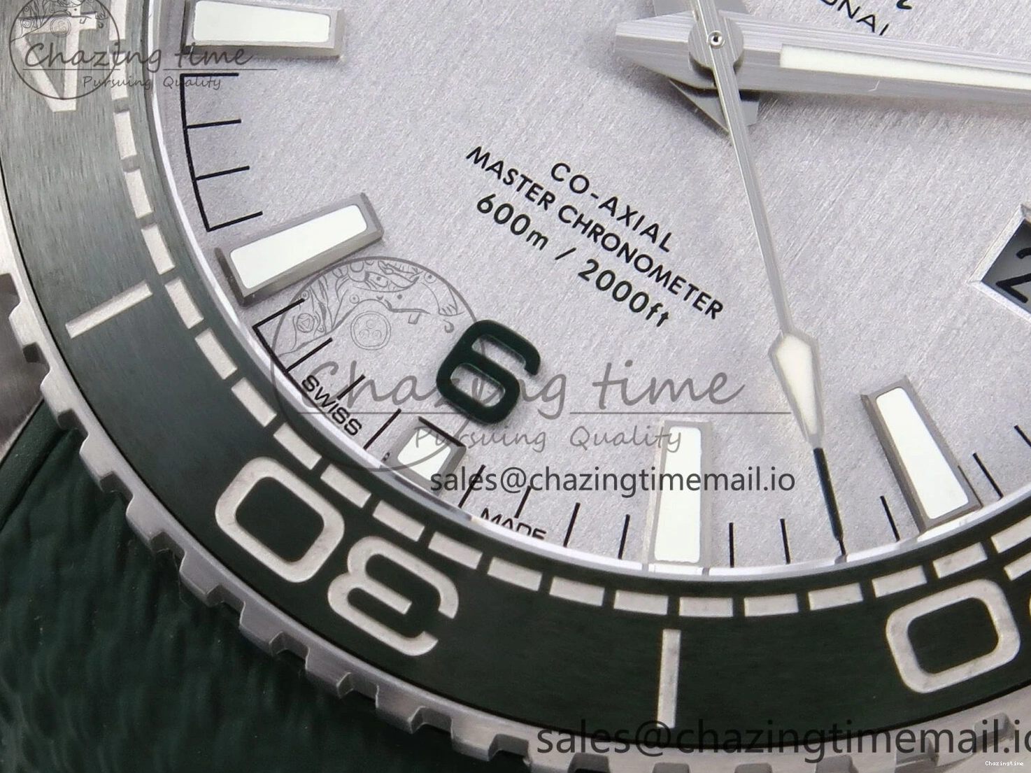 0513 Planet Ocean 43.5mm SS VSF 1:1 Best Edition Green Bezel White Dial on Green Rubber Strap A8900 Super Clone Unisex 7713